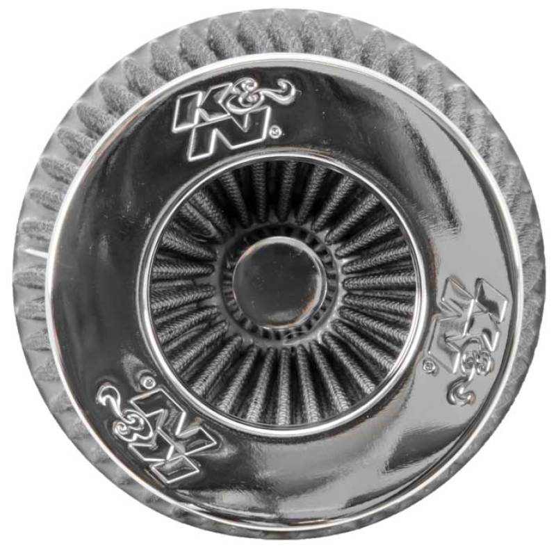 K&N Universal Filter Chrome Round Tapered White - 4in Flange ID x 1.125in Flange Length x 5.5in H-thumbmail-9
