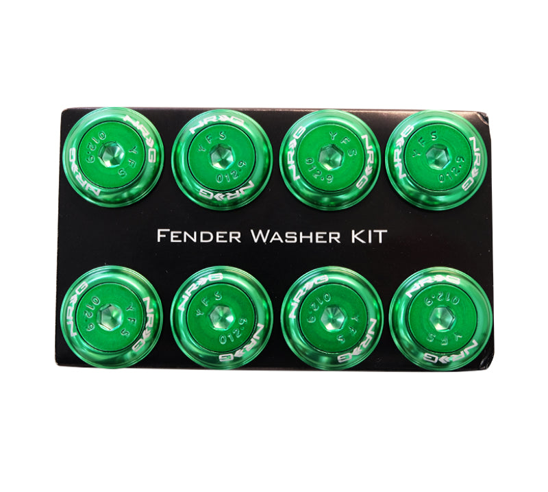 NRG Fender Washer Kit w/Color Matched M8 Bolt Rivets For Plastic (Green) - Set of 8-thumbmail-2