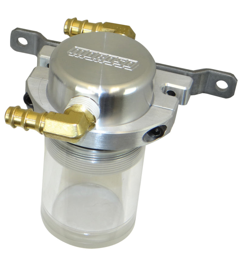 Moroso Universal Air/Oil Separator Catch Can - Small Body w/o Drain - Billet Alum - Raw/Clear Bottom-thumbmail-1