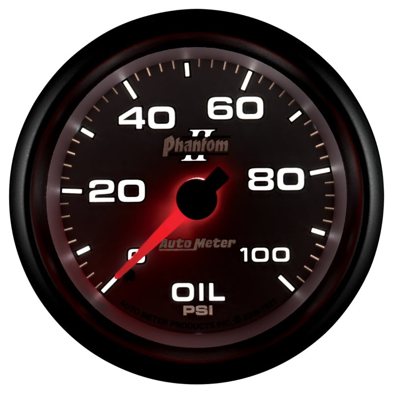 Autometer Phantom II 2-5/8in 100 PSI Mechanical Oil Pressure Gauge-thumbmail-2