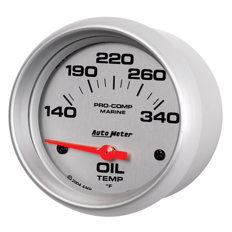 Autometer Marine Silver Ultra Lite Electric Oil Temperature Gauge 2-5/8in 140-300 Deg F-thumbmail-2