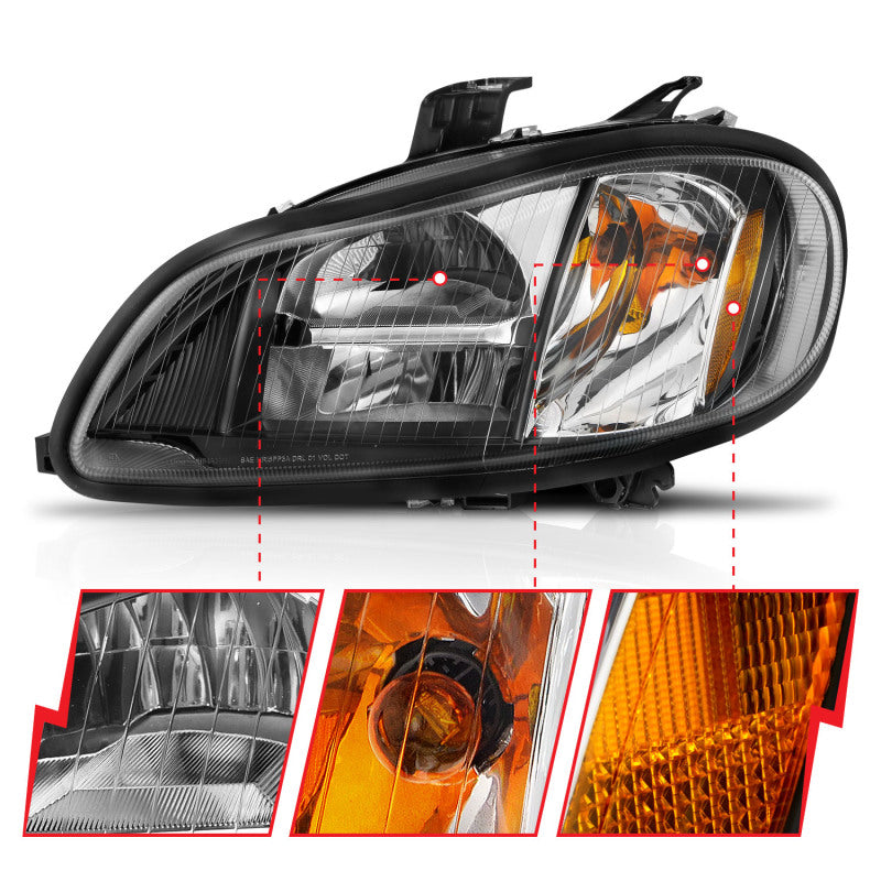 ANZO 2002-2014 Freightliner M2 LED Crystal Headlights Black Housing w/ Clear Lens (Pair)-thumbmail-3