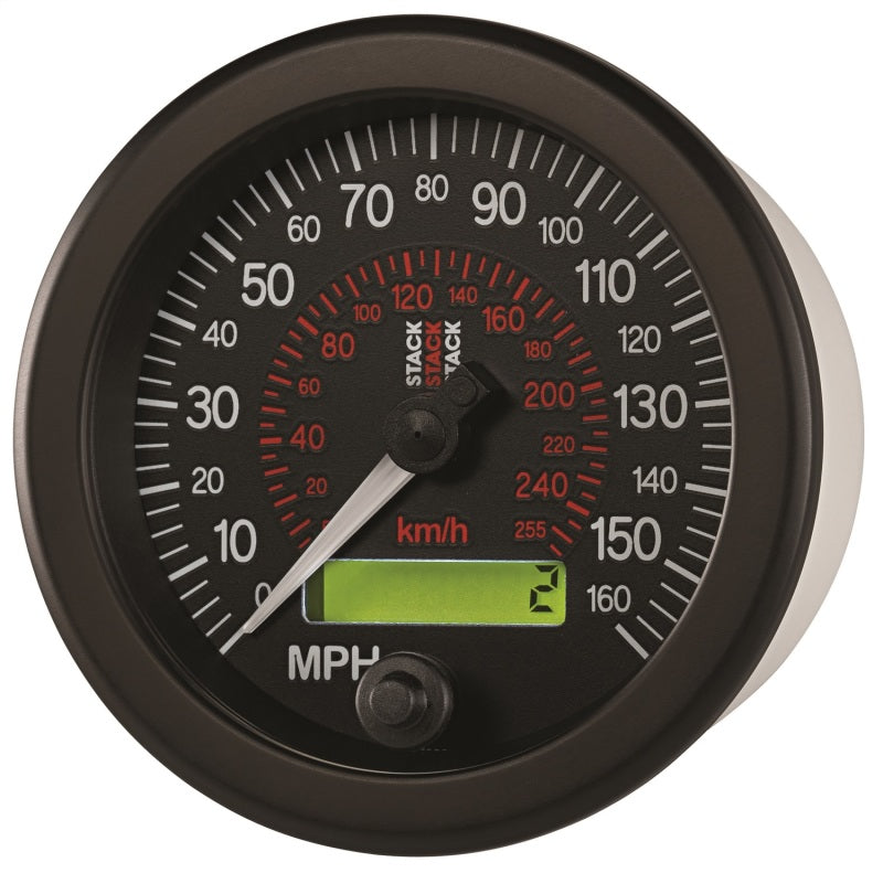 Autometer Stack Instruments 88MM 0-160 MPH / 260 KM/H Programmable Speedometer - Black-thumbmail-2