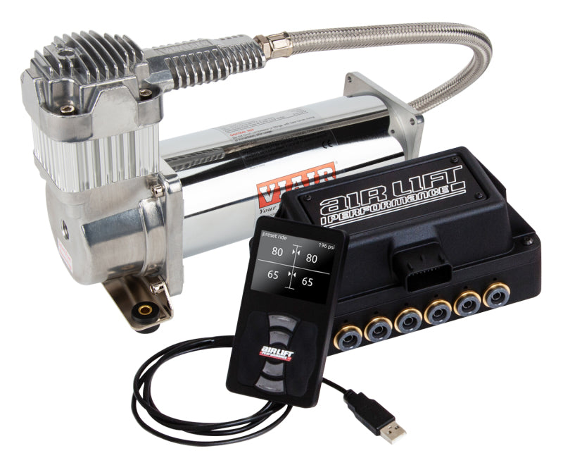 Air Lift Performance 3H (3/8 Air Line 4 Gal 5-Port  Polished Aluminum Tank VIAIR 444C Comp)-thumbmail-3