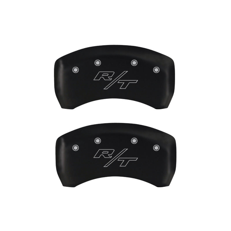 MGP 4 Caliper Covers Engraved Front Cursive/Challenger Engraved Rear RT Red finish silver ch