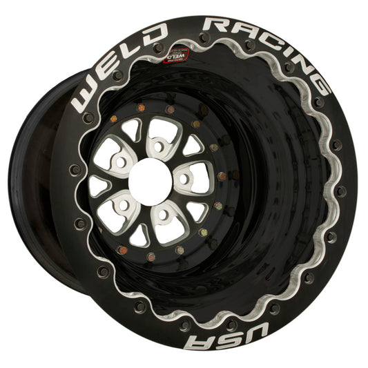 Weld V-Series 16x16 / 5x4.75 BP / 4in. BS Black Wheel - Black Double Beadlock