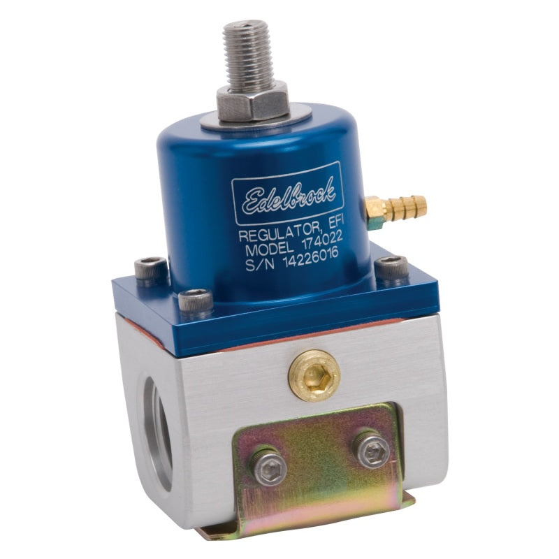 Edelbrock Fuel Pressure Regulator EFI 180 GPH 35-90 PSI -10In/Out -6 Return Blue/Clear-thumbmail-2
