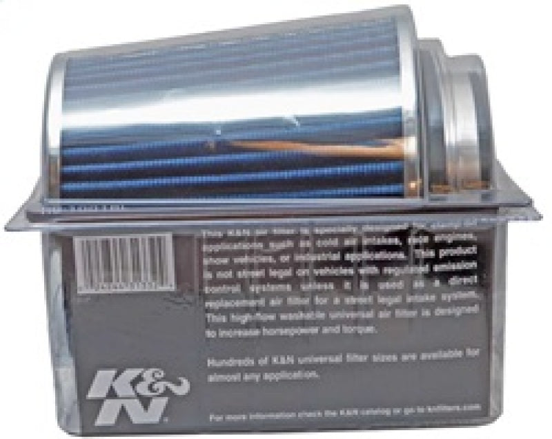 K&N Universal Air Filter Chrome Round Tapered Blue - 4in Flange ID x 1.125in Flange Length x 5.5in H-thumbmail-8