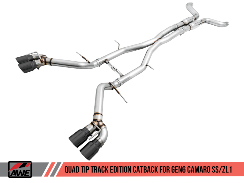 AWE Tuning 16-19 Chevy Camaro SS Non-Res Cat-Back Exhaust - Track Edition (Quad Diamond Black Tips)-thumbmail-2