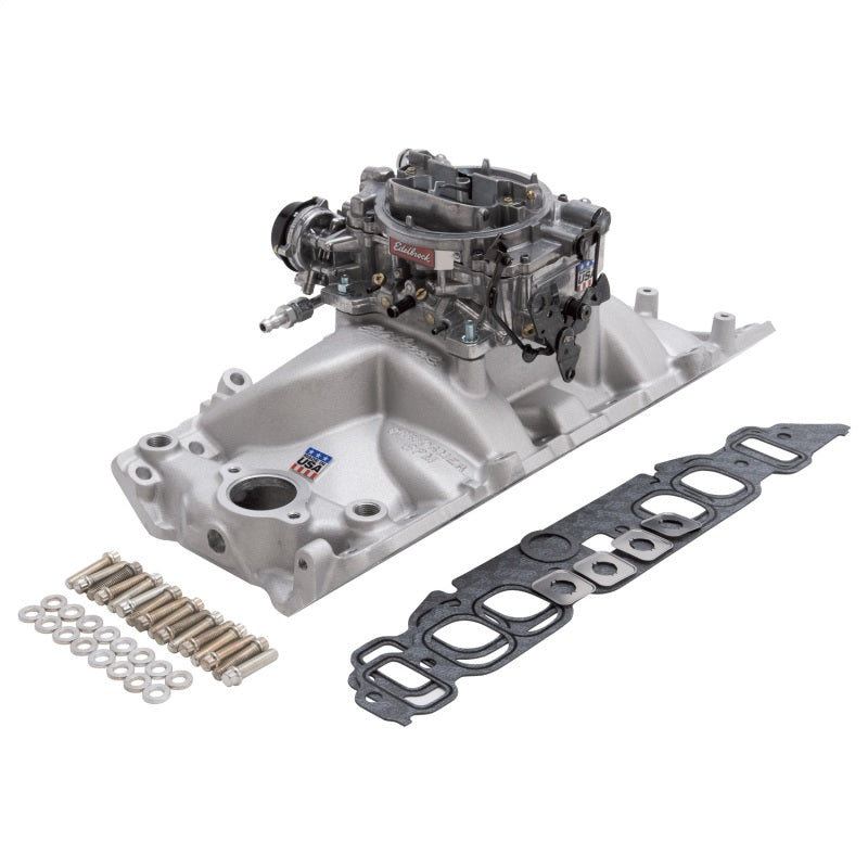 Edelbrock Manifold And Carb Kit Performer RPM Big Block Chevrolet Oval Port Natural Finish-thumbmail-5