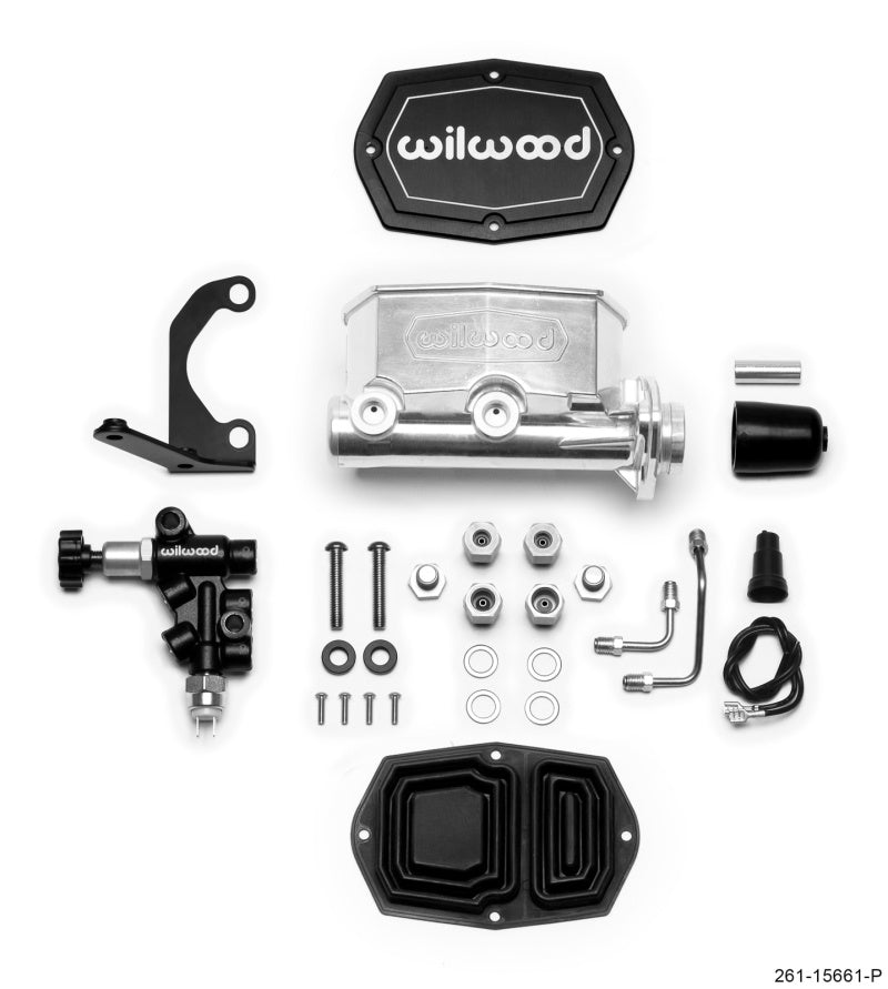 Wilwood Compact Tandem M/C - 1in Bore w/RH Bracket and Valve - Ball Burnished-thumbmail-1
