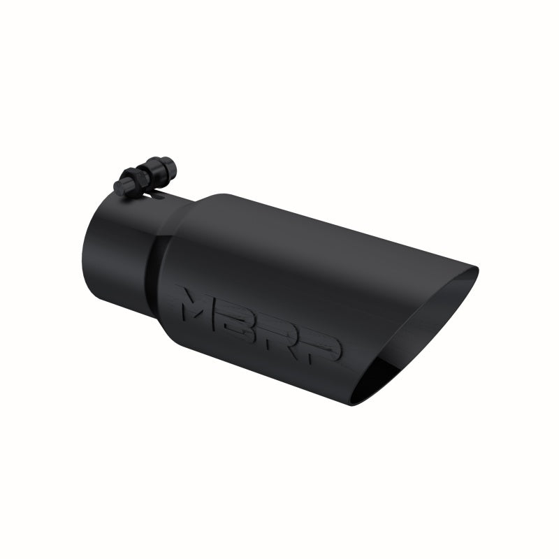 MBRP Universal Tip 4in OD 3in Inlet 10in Length Dual Wall Angled End Black-thumbmail-2
