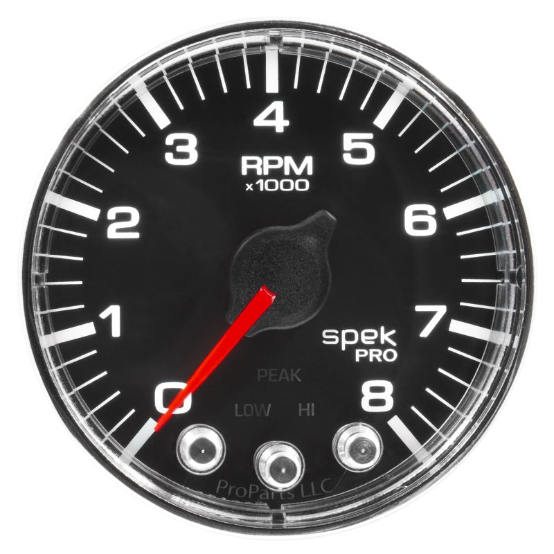 Autometer Spek-Pro Gauge Tach 2 1/16in 8K Rpm W/ Shift Light & Peak Mem Blk/Chrm-thumbmail-1