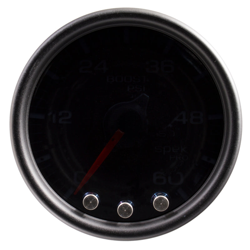Autometer Spek-Pro Gauge Boost 2 1/16in 60psi Stepper Motor W/Peak & Warn Blk/Smoke/Black-thumbmail-1