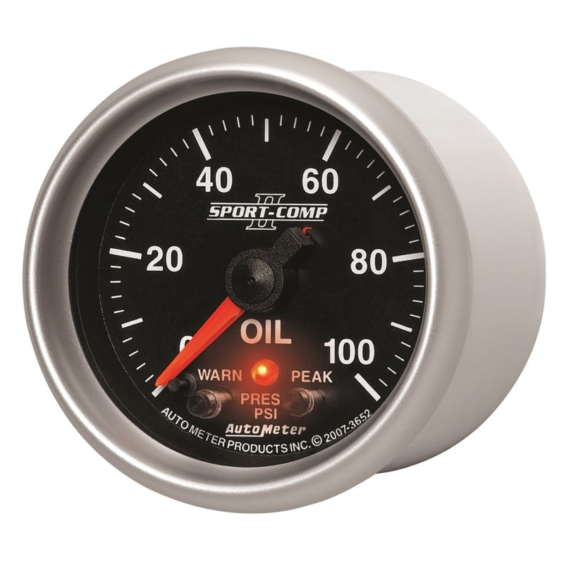 Autometer Sport-Comp II 52.4mm 0-100 PSI Oil Pressure Peak & Warn w/ Electronic Control Gauge-thumbmail-3