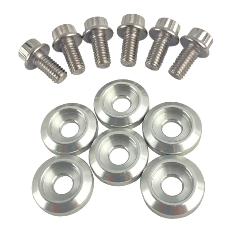 BLOX Racing New Fender Washers Kit M6 12pt - 6pc Large Diameter Silver-thumbmail-2