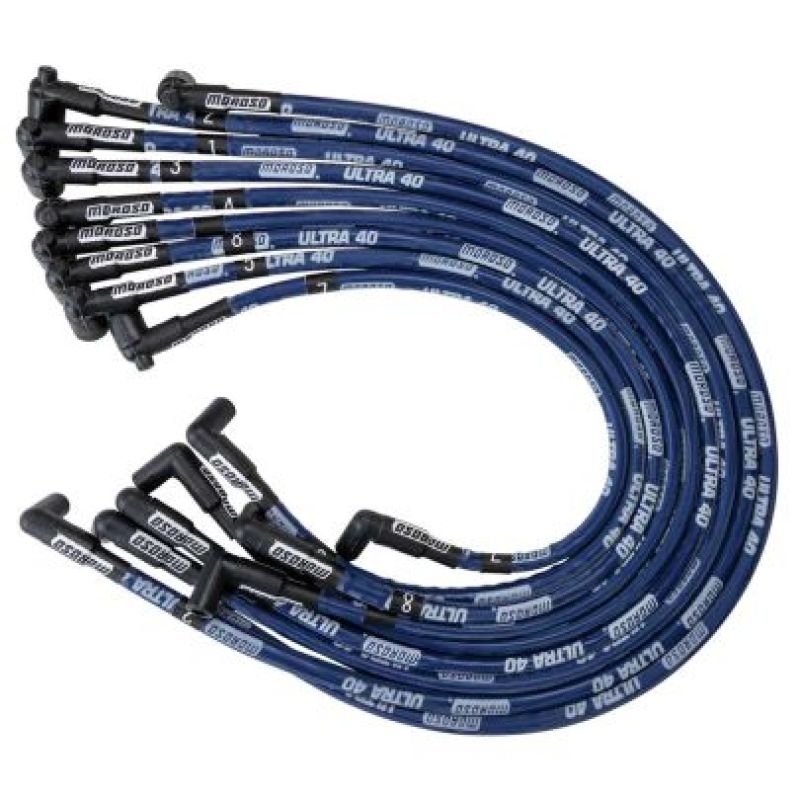Moroso Chevrolet Big Block Ignition Wire Set - Ultra 40 - Sleeved - Non-HEI - 90 Degree - Blue-thumbmail-1