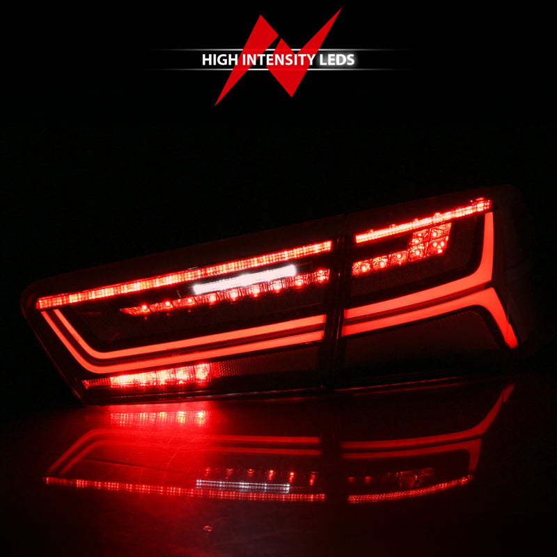 ANZO 2012-2018 Audi A6 LED Taillight Black Housing Red/Clear Lens 4 pcs (Sequential Signal)-thumbmail-2