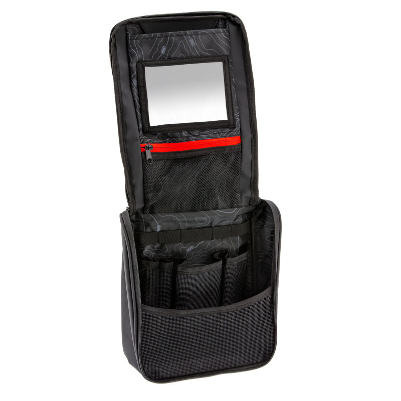 ARB Toiletries Bag Charcoal Finish w/ Red Highlights PVC Outer Shell Mesh Pockets Mirror-thumbmail-6