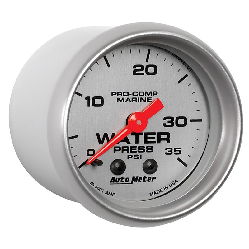 Autometer Marine Silver 2-1/16in 35 PSI Mechanical Water Pressure Gauge-thumbmail-2