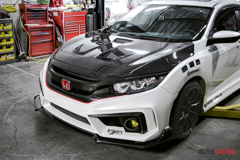 Seibon 2016-2017 Honda Civic Coupe/Sedan/Hatchback MR-Style Carbon Fiber Hood-thumbmail-2