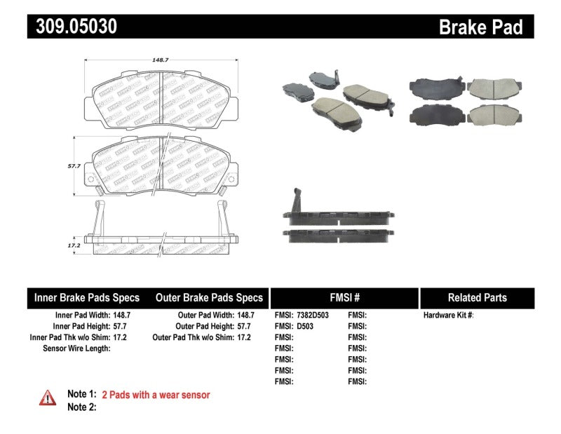 StopTech Performance 97-99 Acura CL/ 97-01 Integra Type R/91-95 Legend/91-05 NSX Front Brake Pads-thumbmail-5