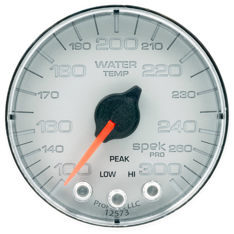 Autometer Spek-Pro Gauge Water Temp 2 1/16in 300f Stepper Motor W/Peak & Warn Slvr/Chrm-thumbmail-1