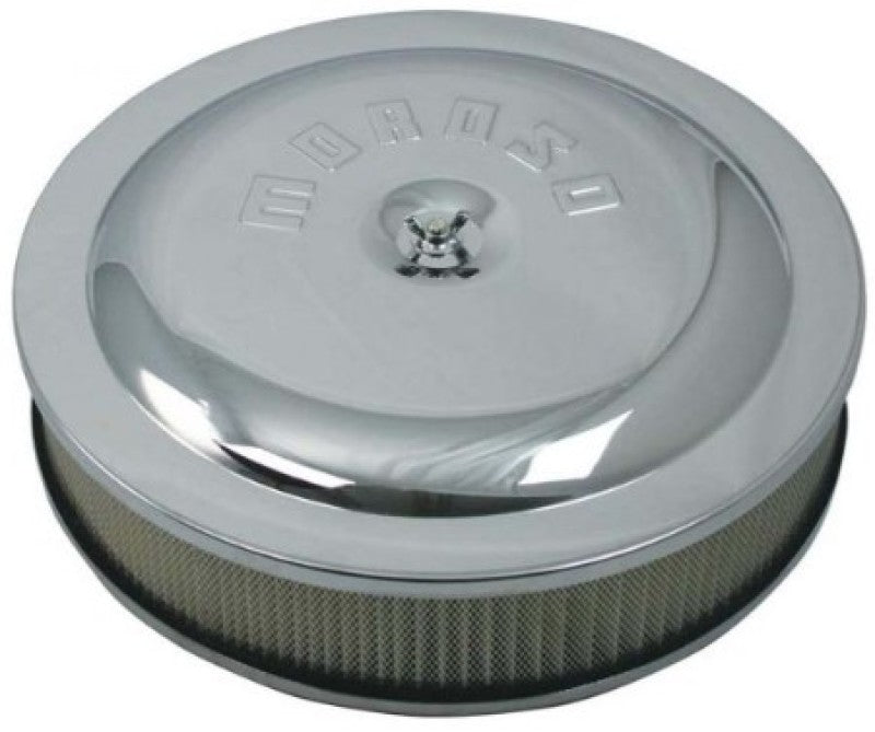 Moroso Racing Air Cleaner - 14in x 3in Filter - Steel - Chrome Plated-thumbmail-1