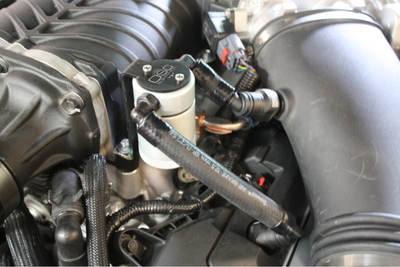 J&L 11-17 Ford Mustang GT (w/Roush/VMP Supercharger) Driver Side Oil Separator 3.0 - Clear Anodized-thumbmail-1