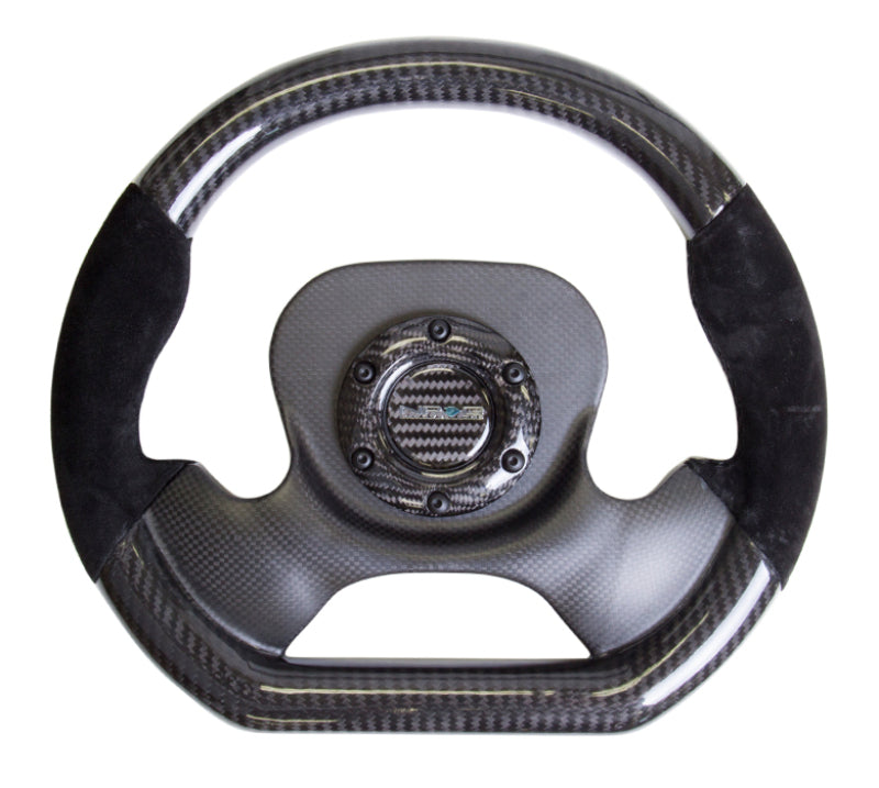 NRG Carbon Fiber Steering Wheel (320mm) CF Center Plate & Two-Tone Carbon w/Suede Trim Handles-thumbmail-2