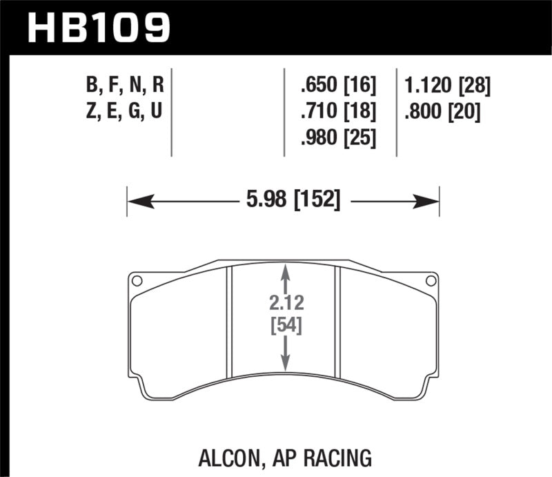 Hawk AP Racing/Alcon 29mm DTC-70 Race Rear Brake Pads-thumbmail-1