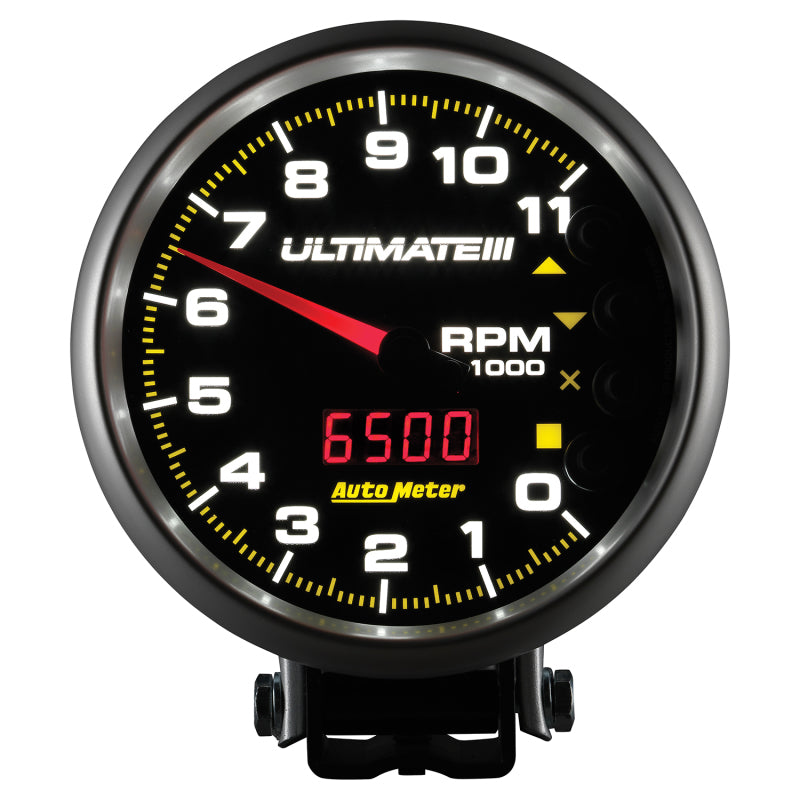 AutoMeter Gauge Tach 5in. 11K RPM Pedestal Datalogging Ultimate IIi Playback Black-thumbmail-6