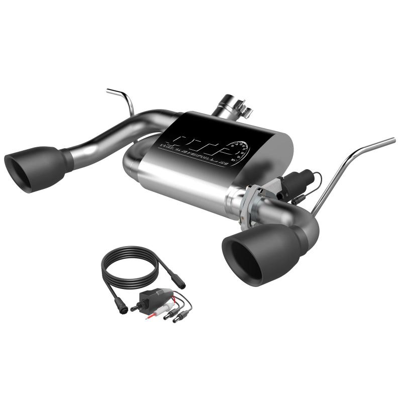 QTP 07-18 Jeep Wrangler 3.6L/3.8L 304SS Screamer Axle Back Exhaust w/4in Black Tips-thumbmail-2