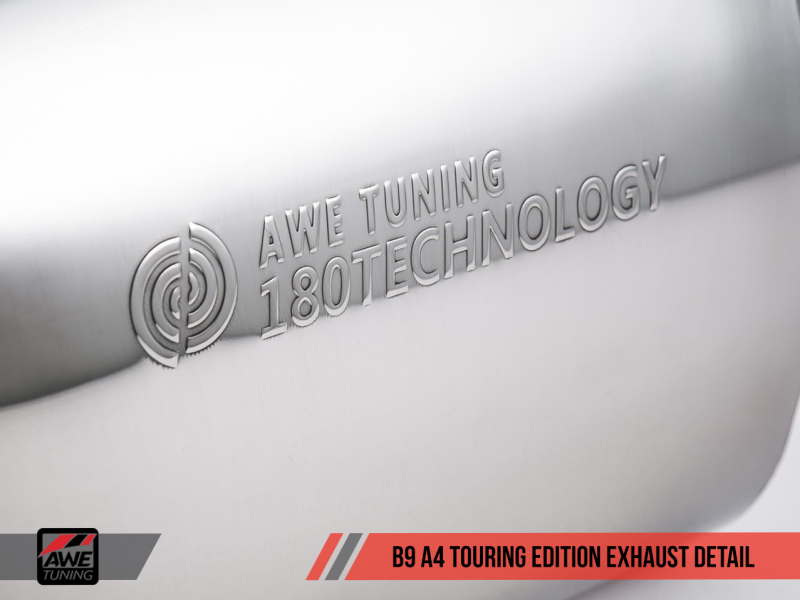 AWE Tuning Audi B9 A4 Touring Edition Exhaust Dual Outlet - Chrome Silver Tips (Includes DP)-thumbmail-2