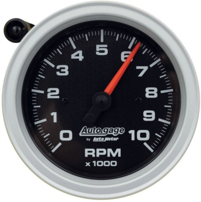 AutoMeter Tachometer Gauge 10K RPM 3 3/4in Pedestal w/Ext. Shift-Light - Black Dial/Black Case-thumbmail-1