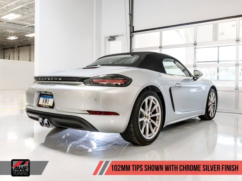 AWE Tuning Porsche 718 Boxster / Cayman SwitchPath Exhaust (PSE Only) - Chrome Silver Tips-thumbmail-2