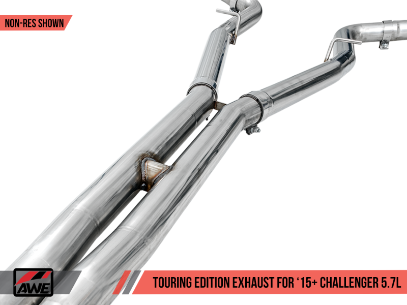 AWE Tuning 2017+ Challenger 5.7L Touring Edition Exhaust - Non-Resonated - Chrome Silver Quad Tips-thumbmail-3