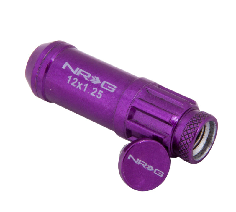 NRG 700 Series M12 X 1.25 Steel Lug Nut w/Dust Cap Cover Set 21 Pc w/Locks & Lock Socket - Purple-thumbmail-2