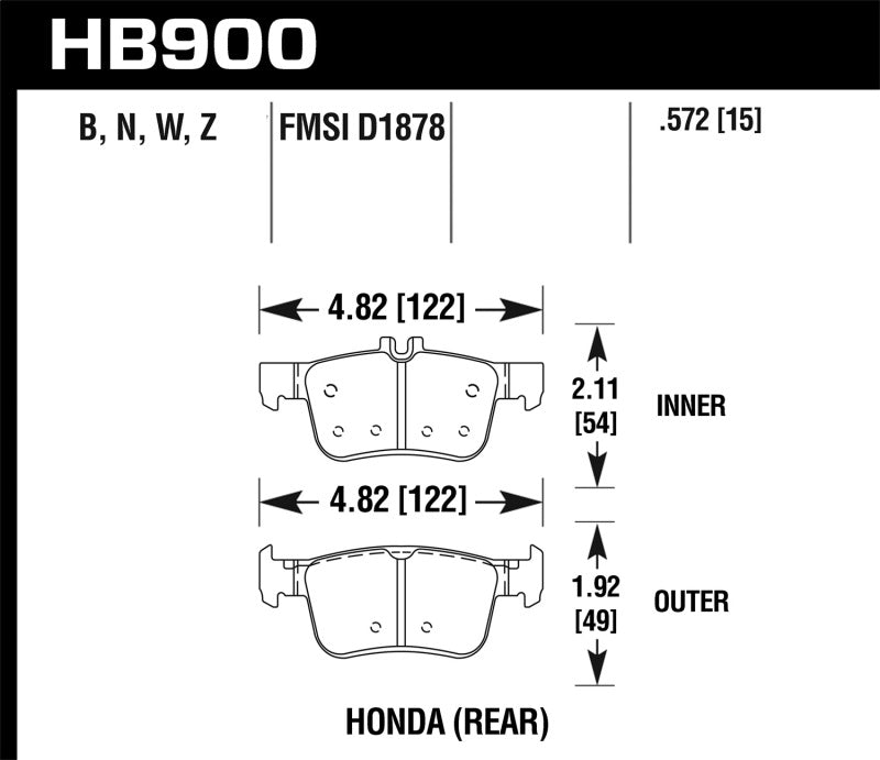 Hawk 16-19 Honda Civic DTC-30 Race Rear Brake Pads-thumbmail-2