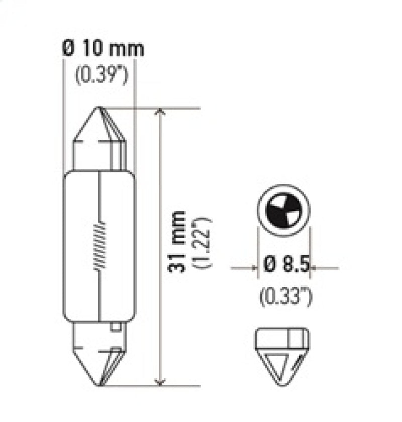 Hella Universal Clear 12V 10W 10x41mm T3.25 Bulb-thumbmail-5