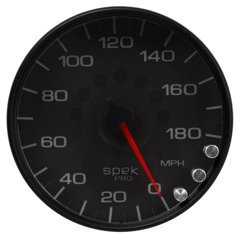 Autometer Spek-Pro Gauge Speedometer 5in 180 Mph Elec. Programmable Black/Black-thumbmail-2