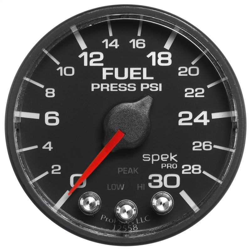 Autometer Spek-Pro Gauge Fuel Press 2 1/16in 30psi Stepper Motor W/Peak & Warn Blk/Blk-thumbmail-2
