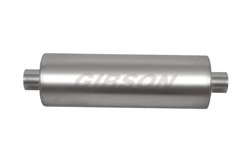 Gibson MWA Superflow Center/Center Round Muffler - 5x10in/2.5in Inlet/2.5in Outlet - Stainless-thumbmail-1