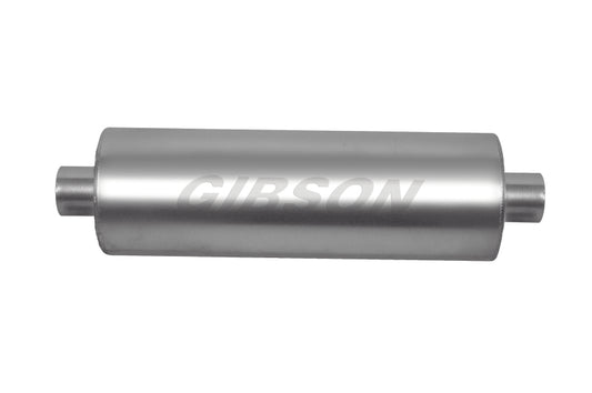 Gibson SFT Superflow Center/Center Round Muffler - 8x24in/2.5in Inlet/3in Outlet - Stainless