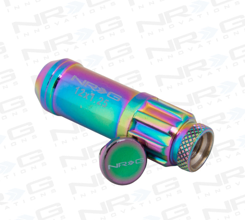 NRG 700 Series M12 X 1.25 Steel Lug Nut w/Dust Cap Cover Set 21 Pc w/Locks & Lock Socket - Neochrome-thumbmail-5