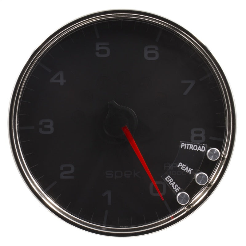Autometer Spek-Pro Gauge Tachometer 5in 8K Rpm W/Shift Light & Peak Mem Black/Chrome-thumbmail-1