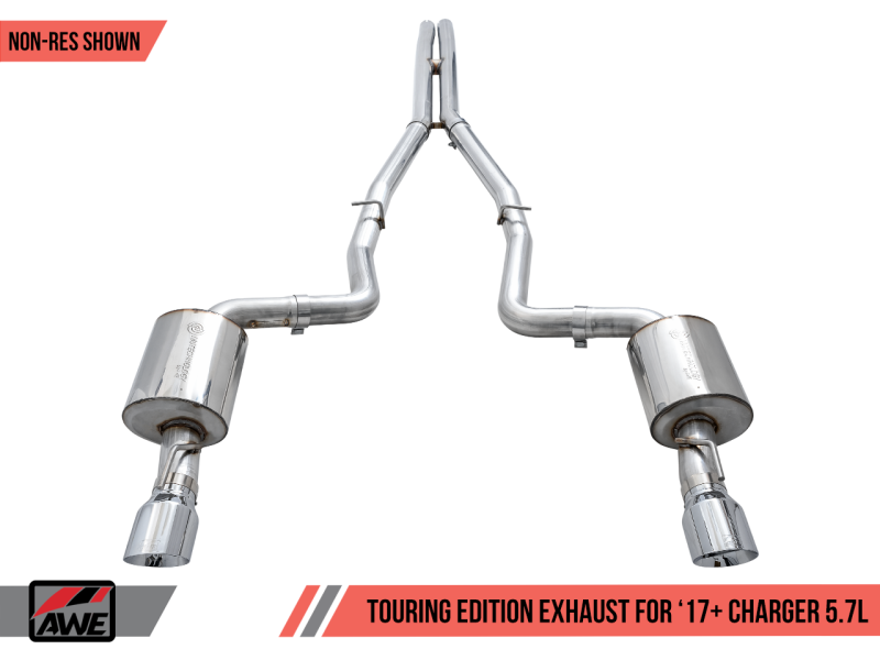 AWE Tuning 2017+ Dodge Charger 5.7L Touring Edition Exhaust - Non-Resonated - Chrome Silver Tips-thumbmail-3