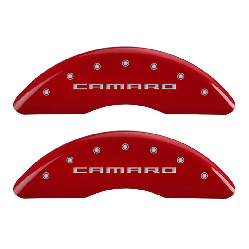 MGP 4 Caliper Covers Engraved Front & Rear Gen 5/Camaro Red finish silver ch-thumbmail-2