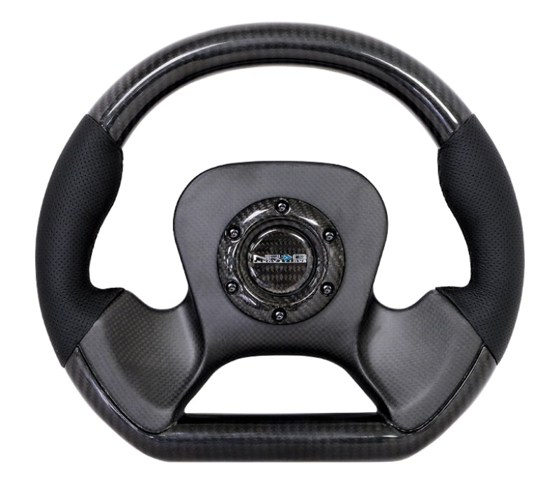 NRG Carbon Fiber Steering Wheel (320mm) CF Center Plate & Two-Tone Carbon w/Leather Trim Handles-thumbmail-2