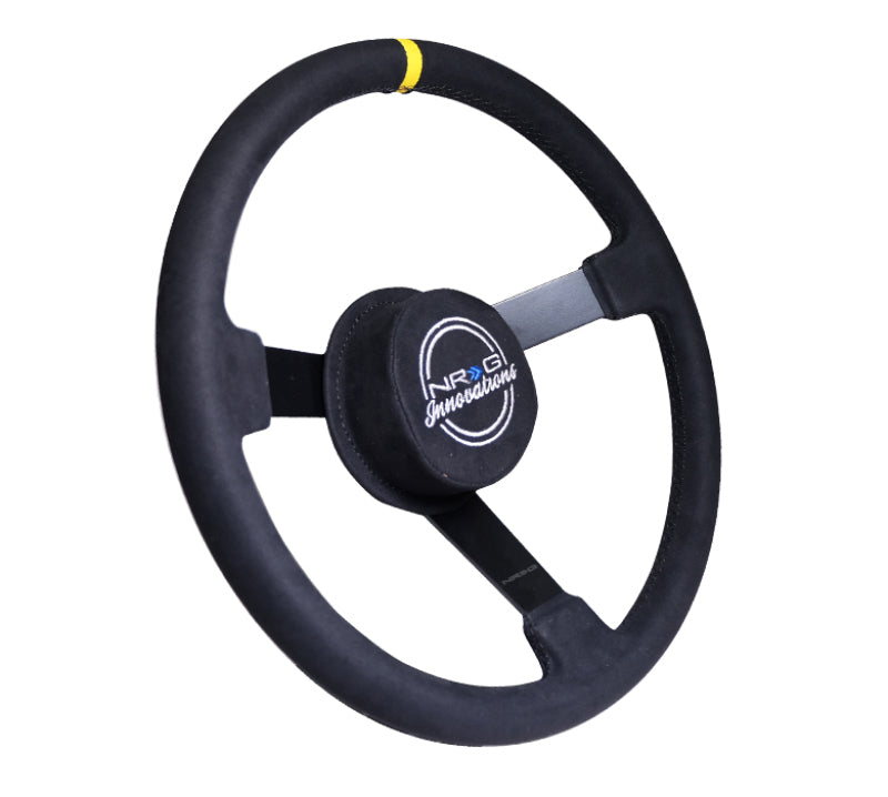 NRG Reinforced Steering Wheel (380mm) Nascar/ Alcantara 3 Spoke w/ NRG Logo/ Removable Crushed Pad-thumbmail-3
